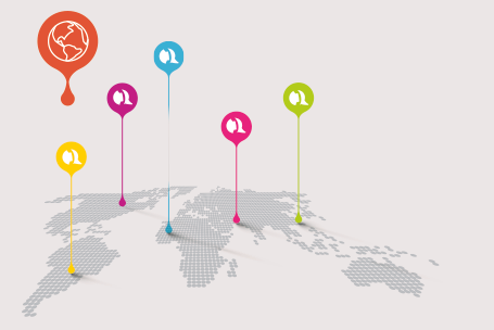 telcoon_international Weltkarte mit Telefon Icons - myTelco Free Rufnummern